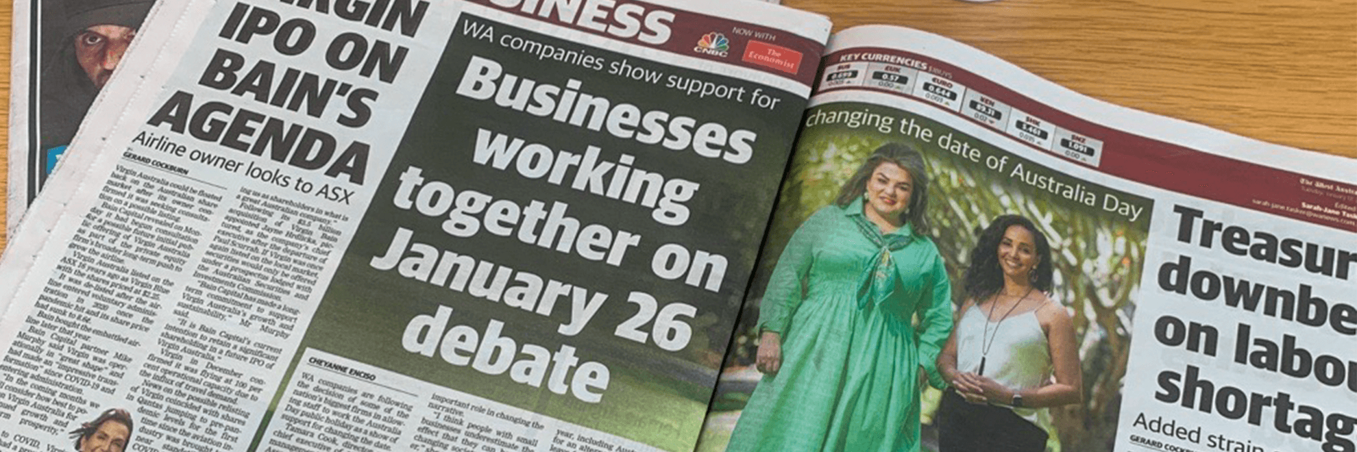 Photo of the news feature about WA companies show support for changing the date of Australia Day